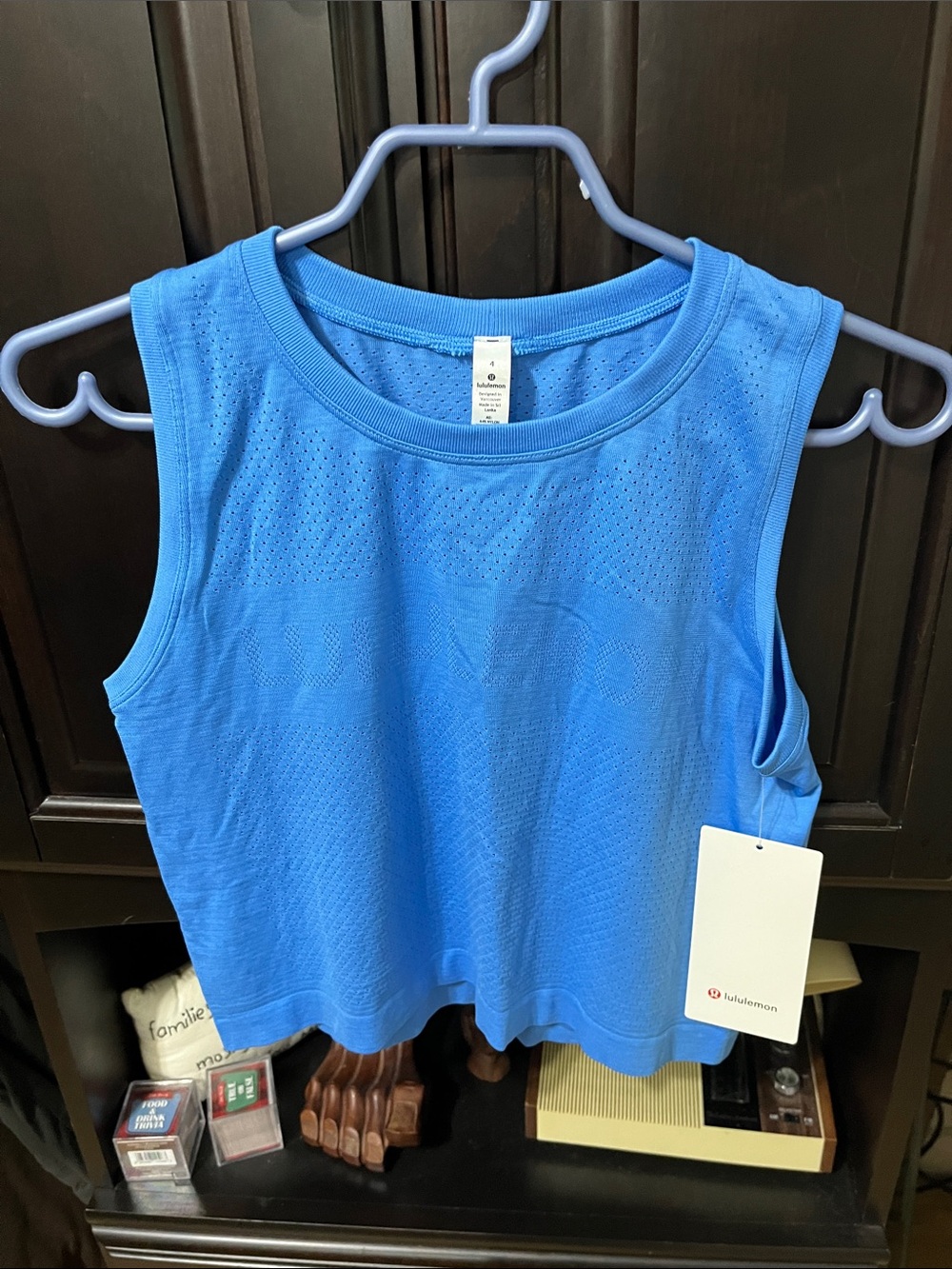 lululemon athletica Bright Blue Perforated Crop Tank